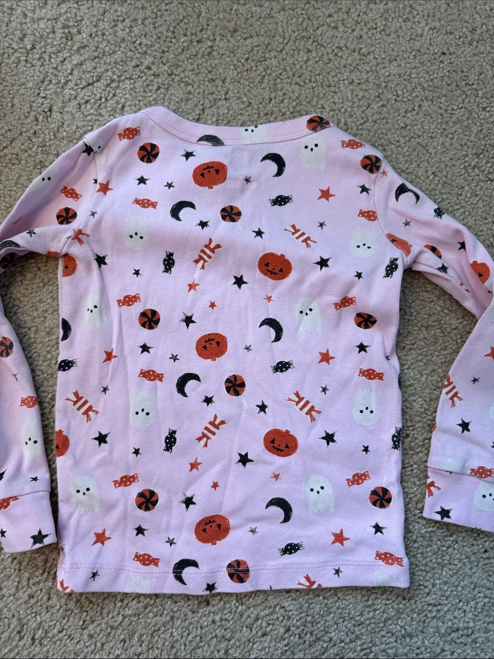 Gymboree Pink Halloween Print Pajama Set with Pumpkins & Ghosts girls 6